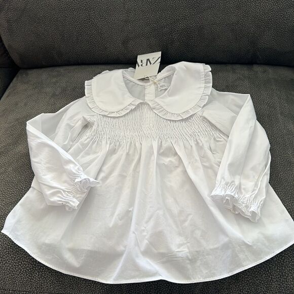 ZARA Kids | White | PLAIN BIB COLLAR SHIRT - Picture 4 of 6